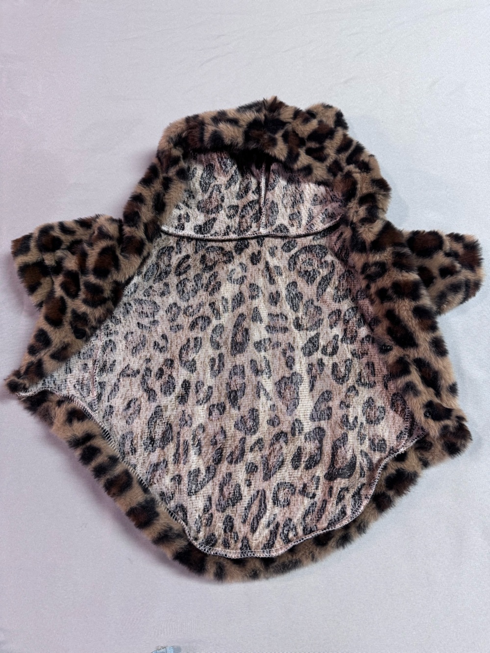 Leopard Print Faux Fur Hooded Pet Coat NWOT - Picture 5 of 6
